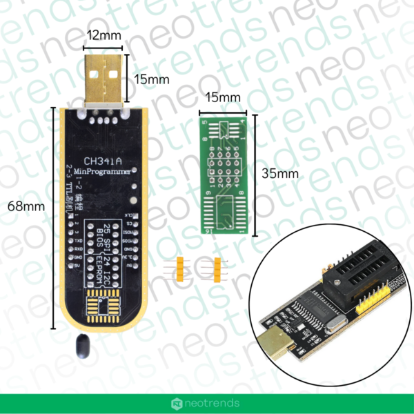 Programador Ch341a + Pinza + Cable Memorias Bios 24 25