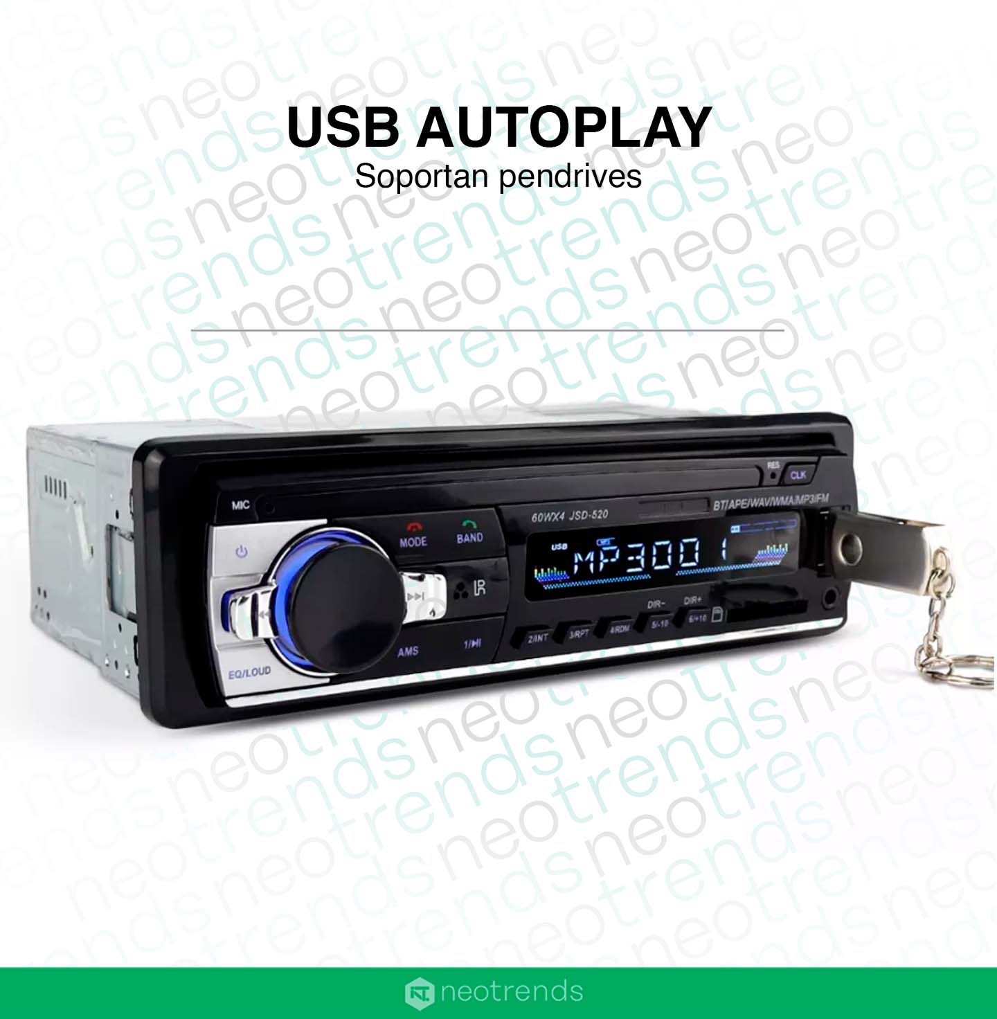 Estéreo clásico Bluetooth para coche, receptor de radio FM, llamadas manos  libres, micrófono incorporado, puerto USB/SD/AUX, soporte MP3/WMA/WAV