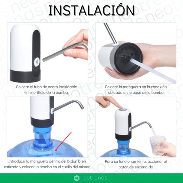 Dispenser De Agua Automático Bomba Dispensador Usb Bidones