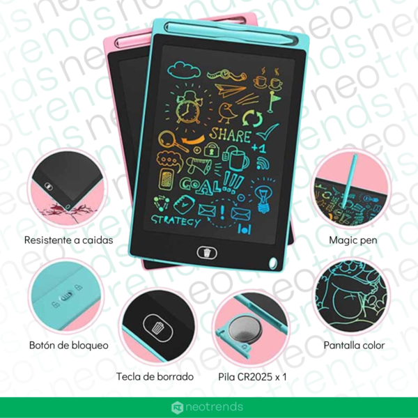 Tablet Infantil Pizarra Magica Lcd Para Dibujo