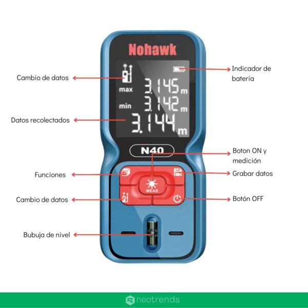 Medidor Laser De Distancia 50 Metros Cinta Metrica